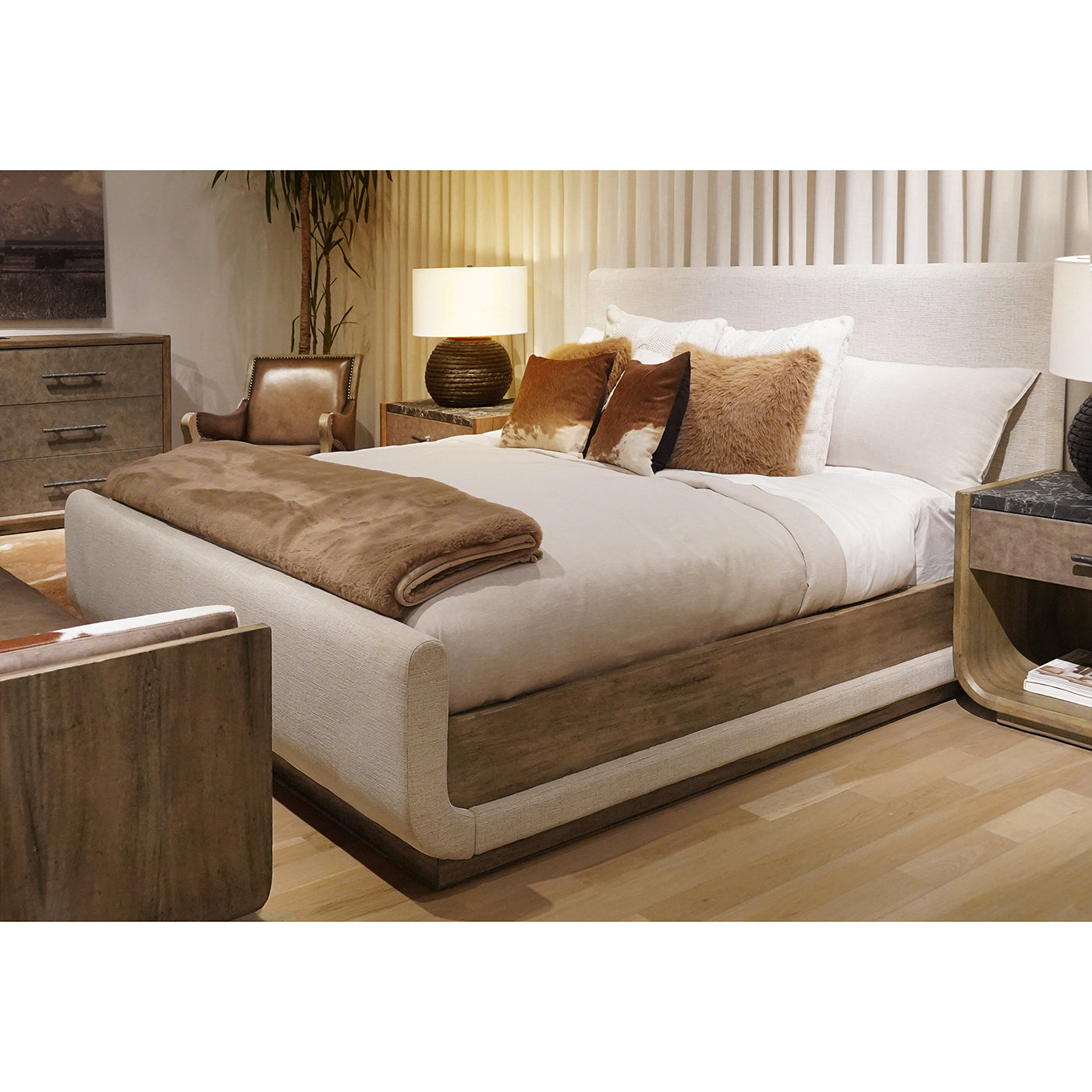 Stone Ridge Upholstered King Bed Light