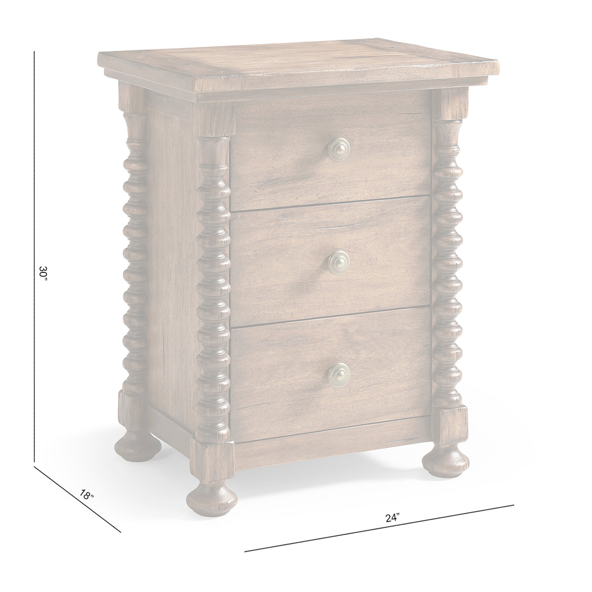 Tamarisk 3 Drawer Narrow Nightstand