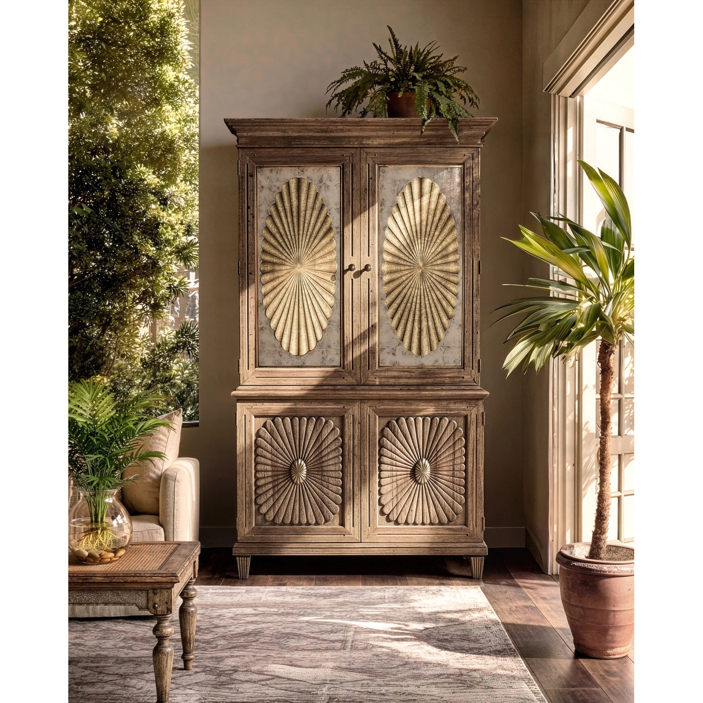 Palm Court Starburst Bar Cabinet