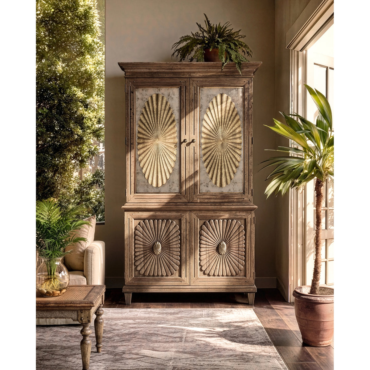 Palm Court Starburst Bar Cabinet