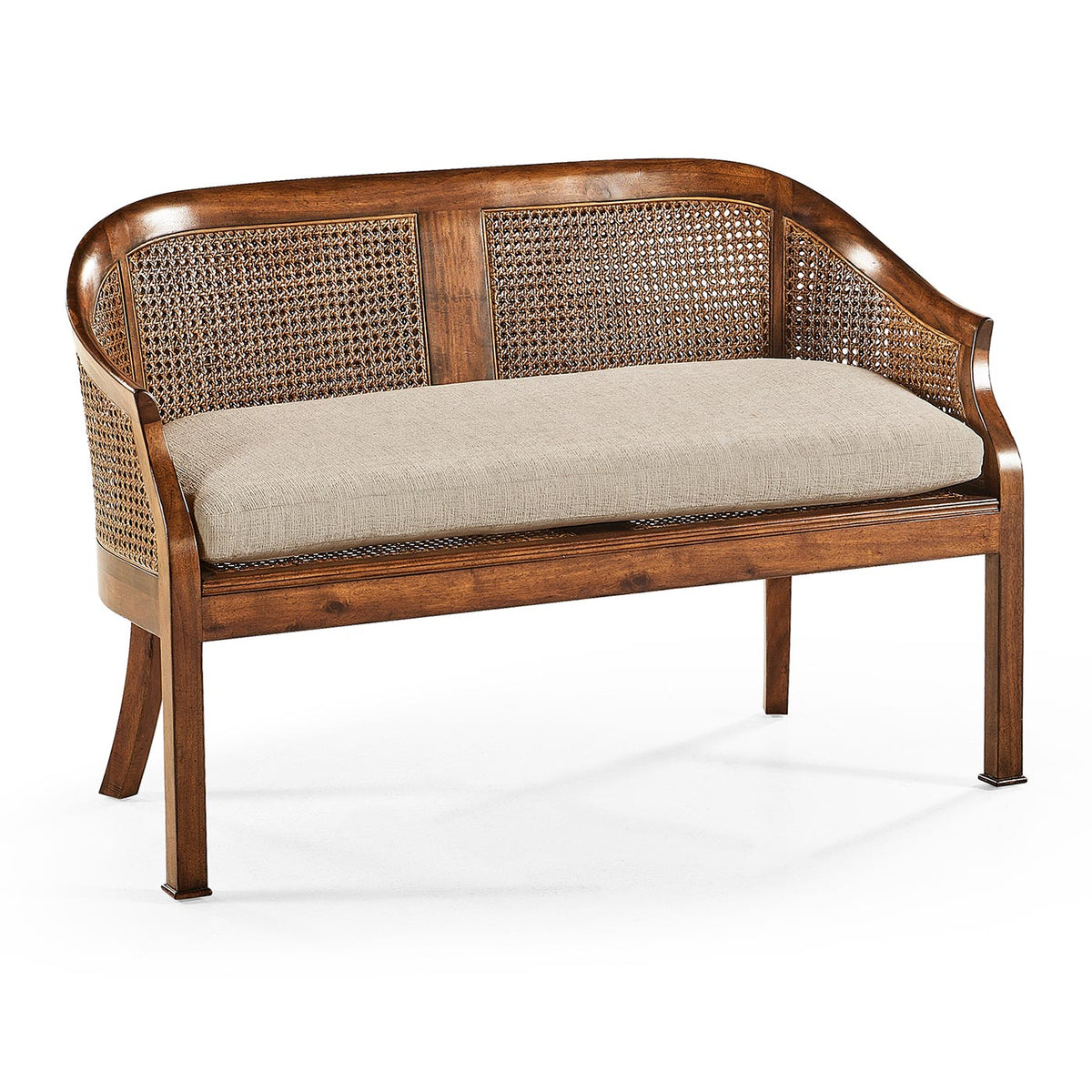 Walnut 2-Seater Salon Settee Cane Back