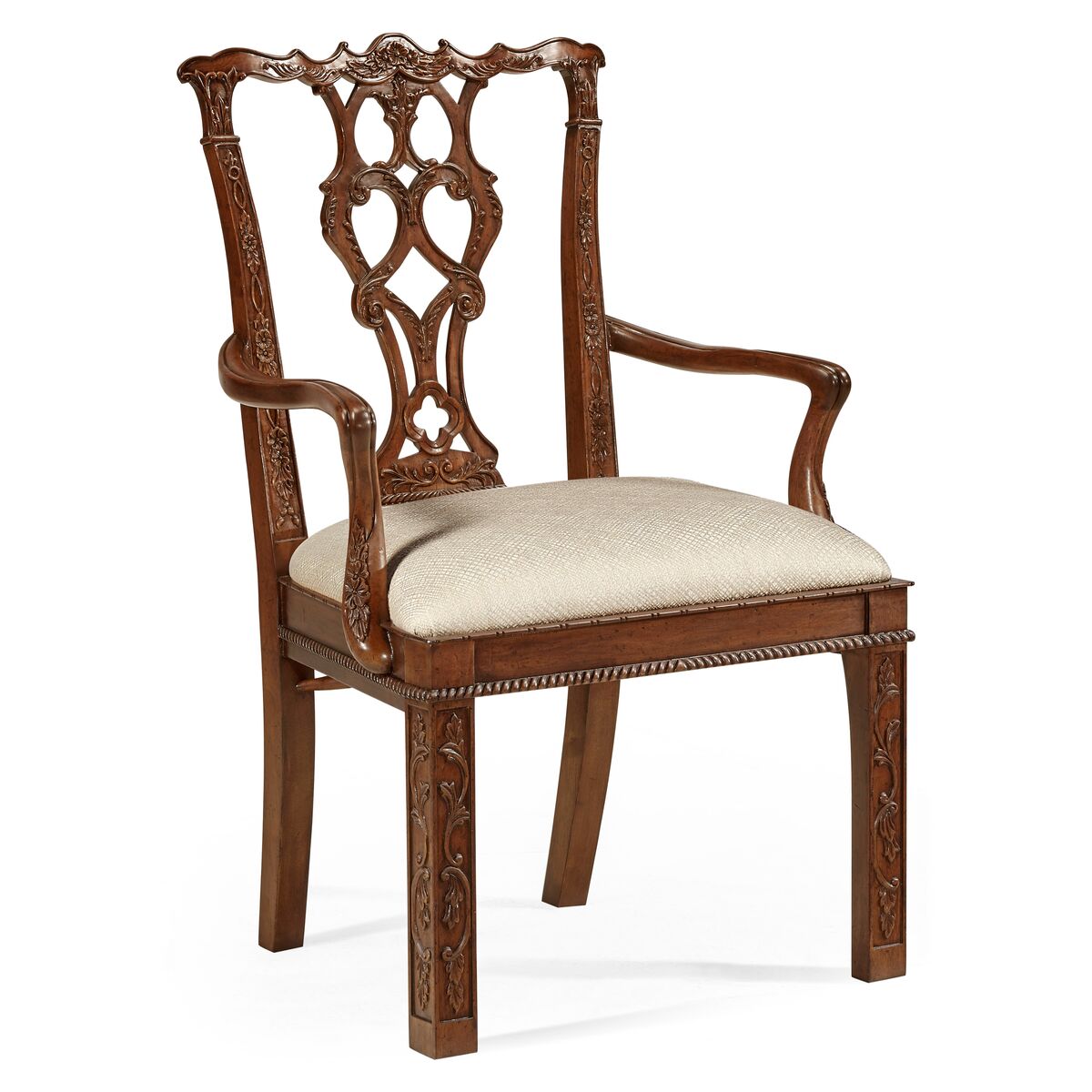 Chippendale Rococo Quatrefoil Arm Chair ( 492472-AC-MAH-F200 )