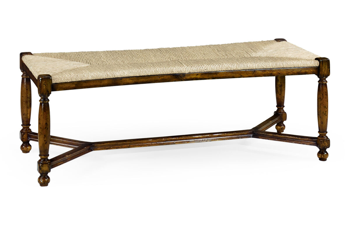 Two Seat Stool with Rushed Seat ( 492759-WAL )