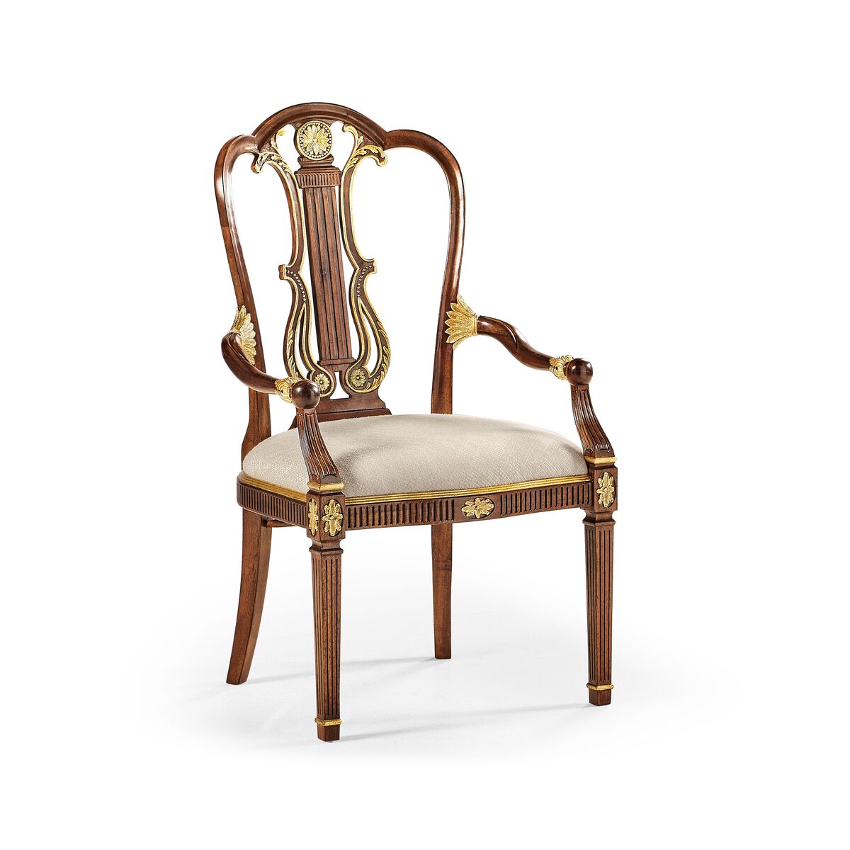 Neo-classic Gilded Lyre Back Arm Chair ( 492836-AC-MAH-F200 )