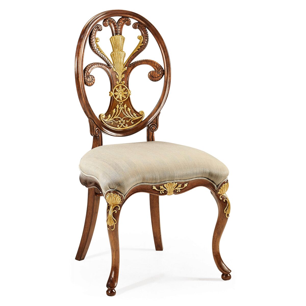 Sheraton Style Oval Back Side Chair ( 492951-SC-WAL-GIL-F001 )