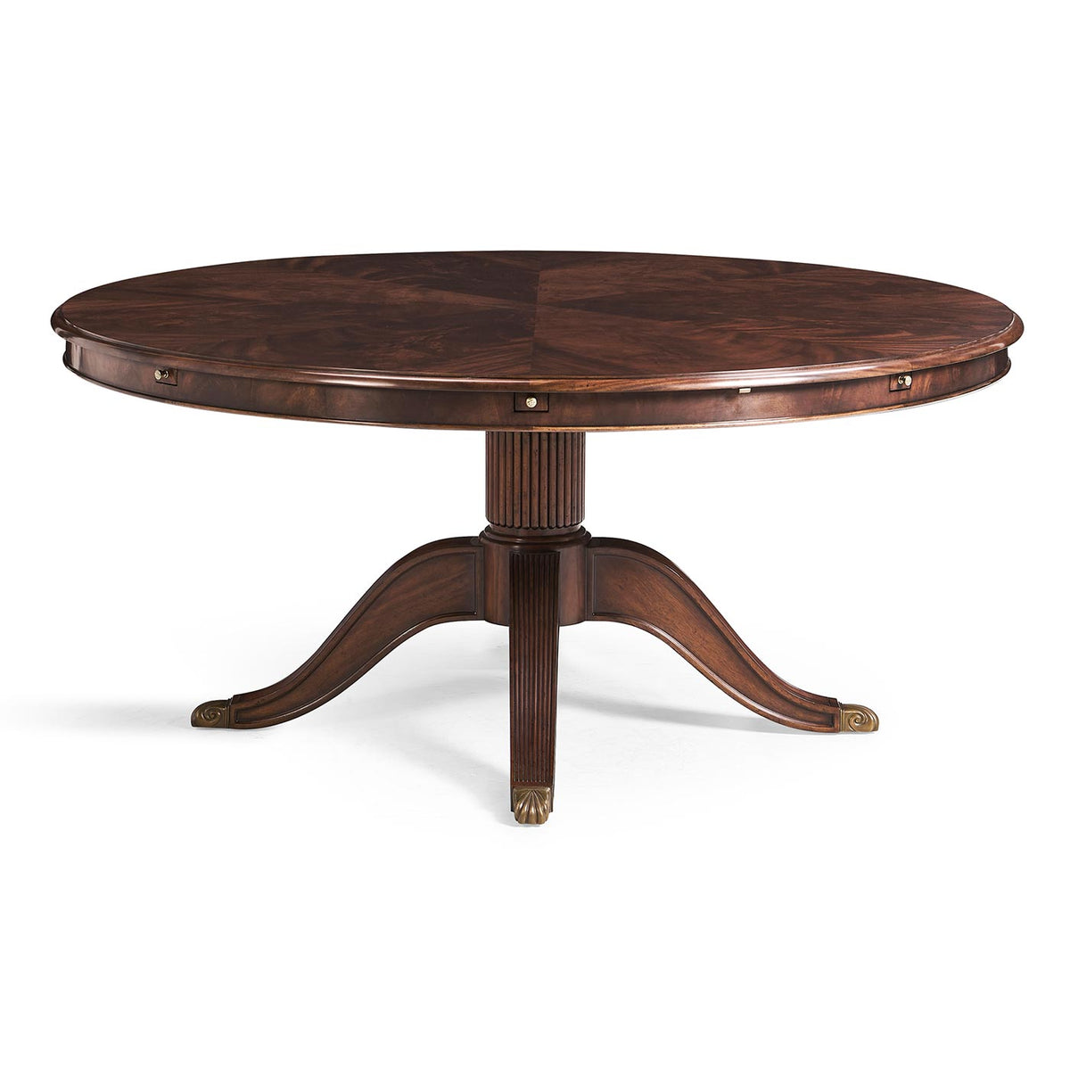 Mahogany Extending Circular Dining Table with Storage Cabinet for Leaves 66"