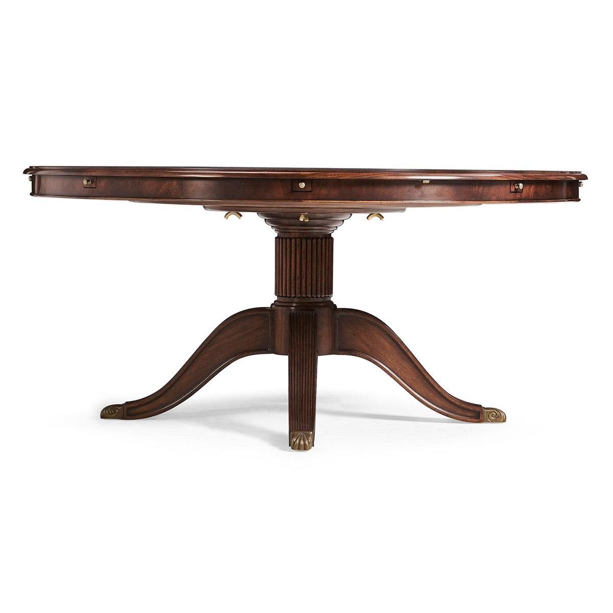 Mahogany Extending Circular Dining Table with Storage Cabinet for Leaves 66"