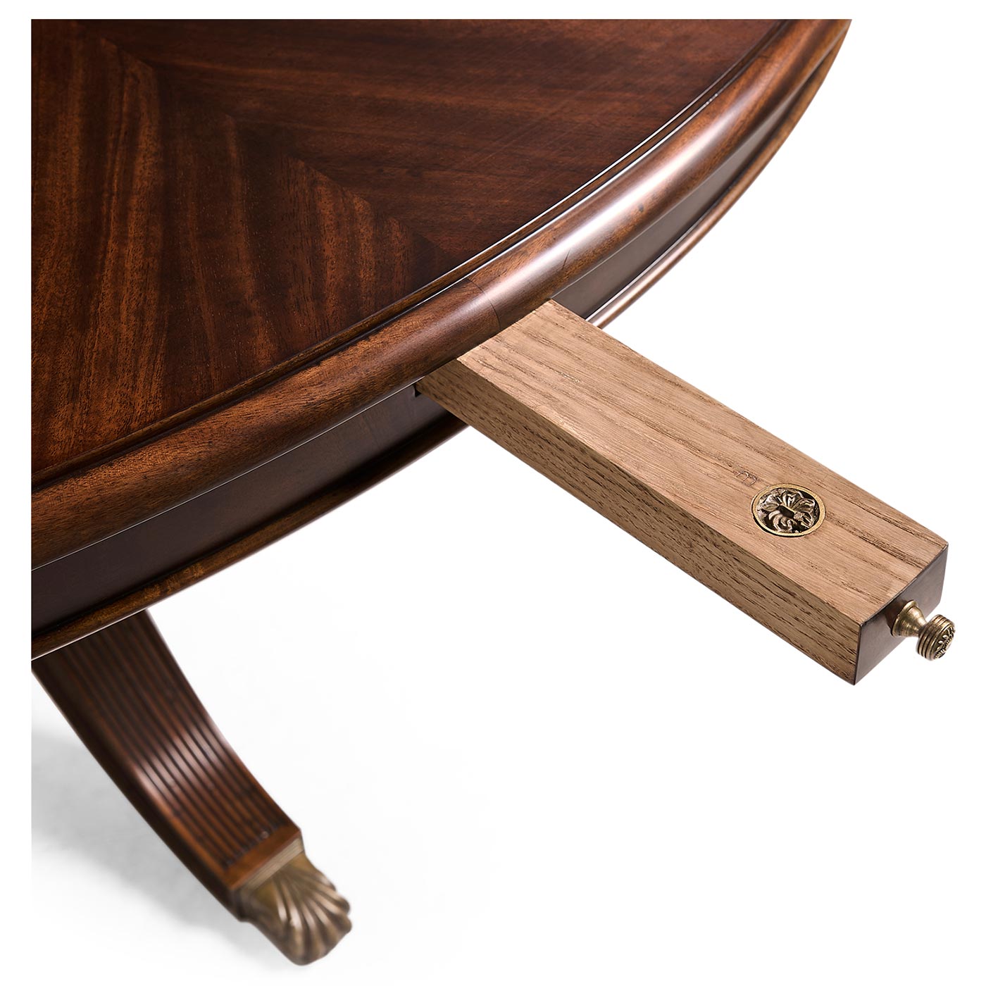 Mahogany Extending Circular Dining Table with Storage Cabinet for Leaves 66"