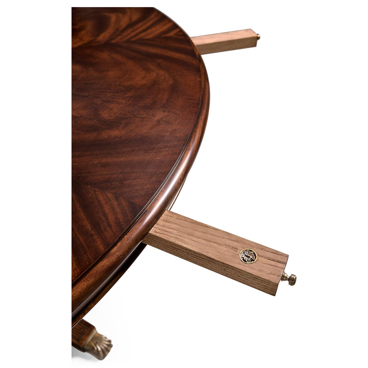 Mahogany Extending Circular Dining Table with Storage Cabinet for Leaves 66"