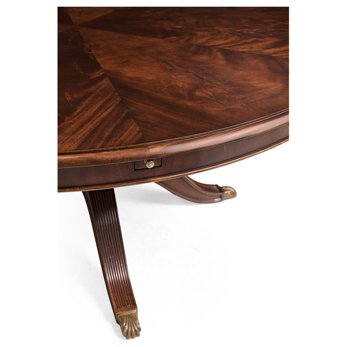 Mahogany Extending Circular Dining Table with Storage Cabinet for Leaves 66"