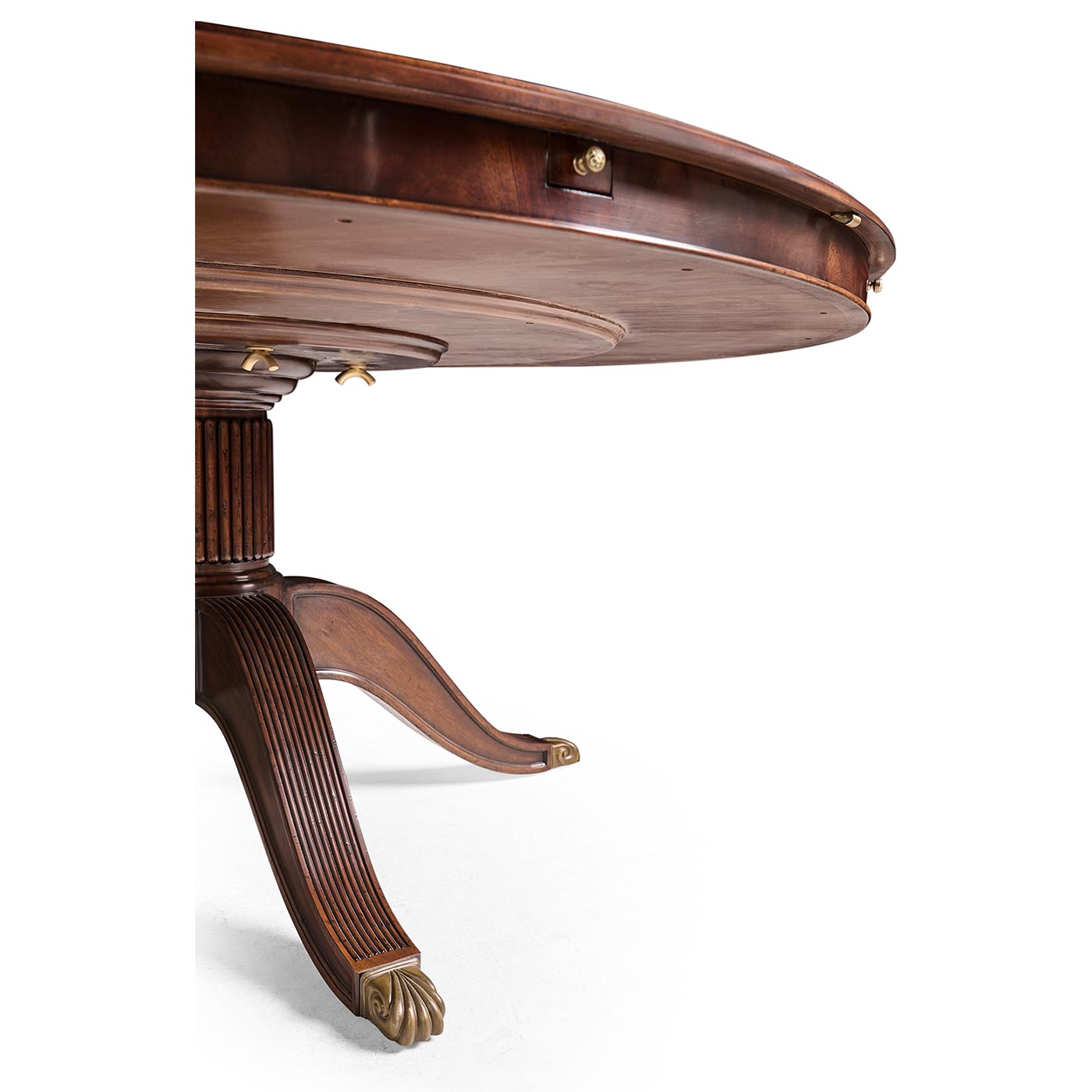 Mahogany Extending Circular Dining Table with Storage Cabinet for Leaves 66"