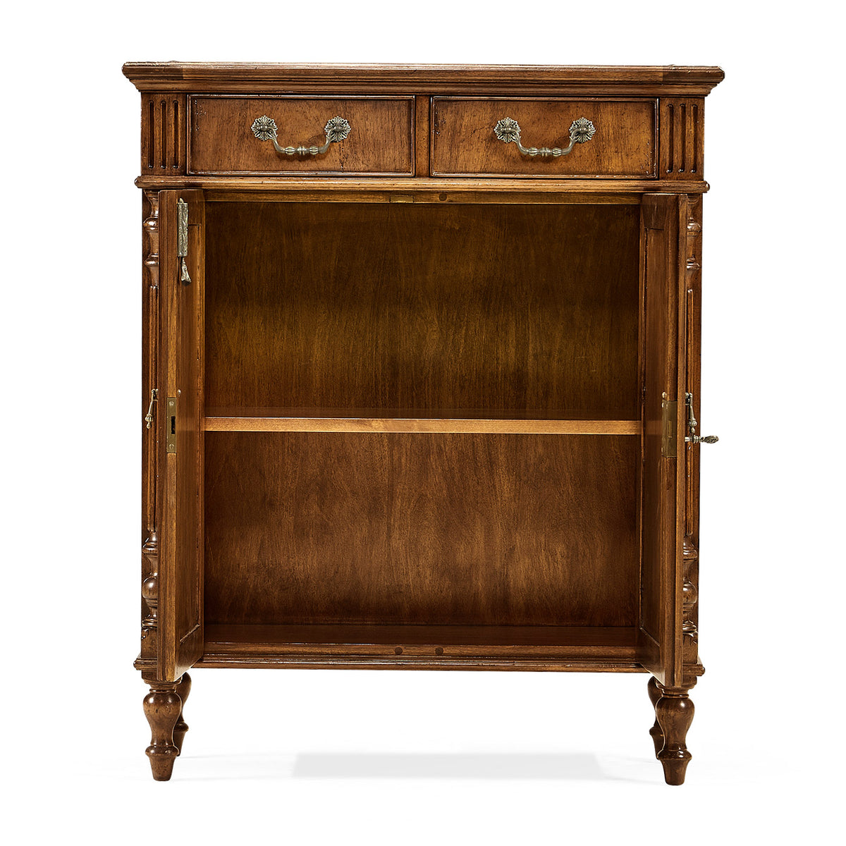 Narrow Walnut Cabinet with Cupboard