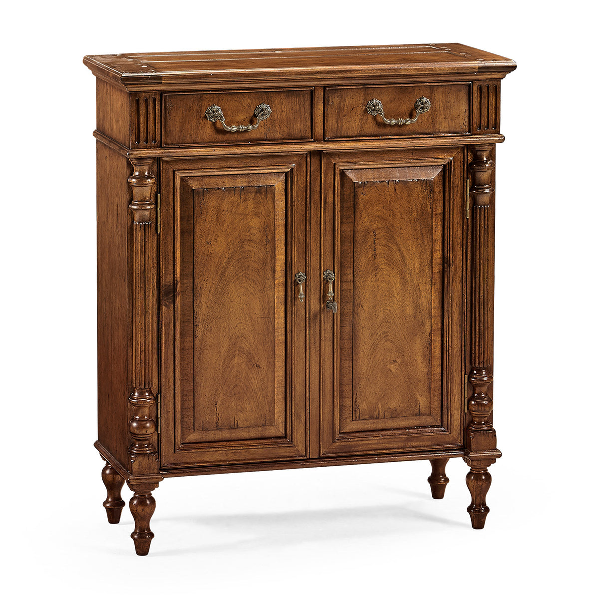 Narrow Walnut Cabinet with Cupboard