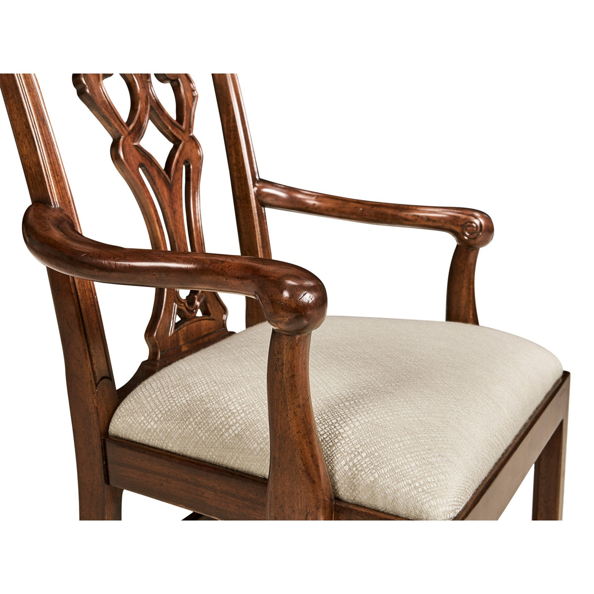 Buckingham Chippendale Antique Mahogany Arm Chair