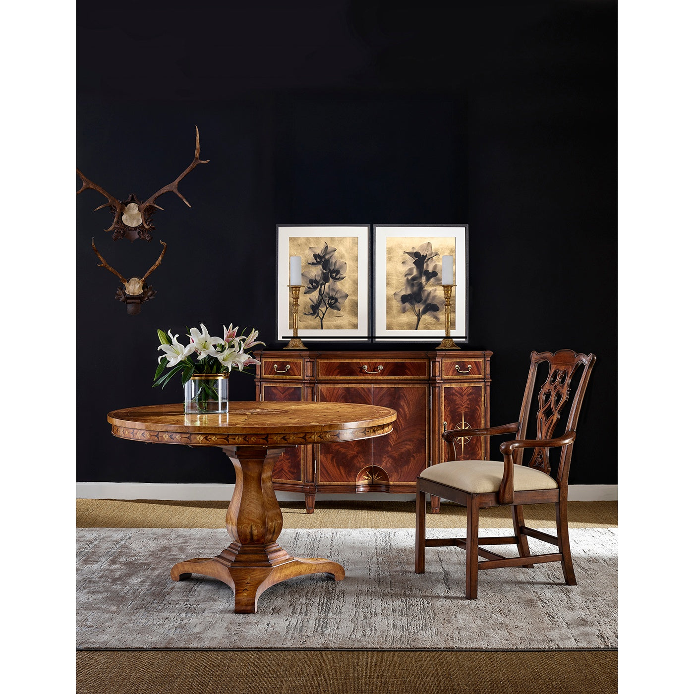 Buckingham Chippendale Antique Mahogany Arm Chair