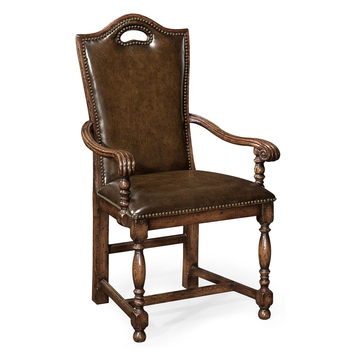 H.Back armchair D.Antq chestnut leather ( 493381-AC-TDO )