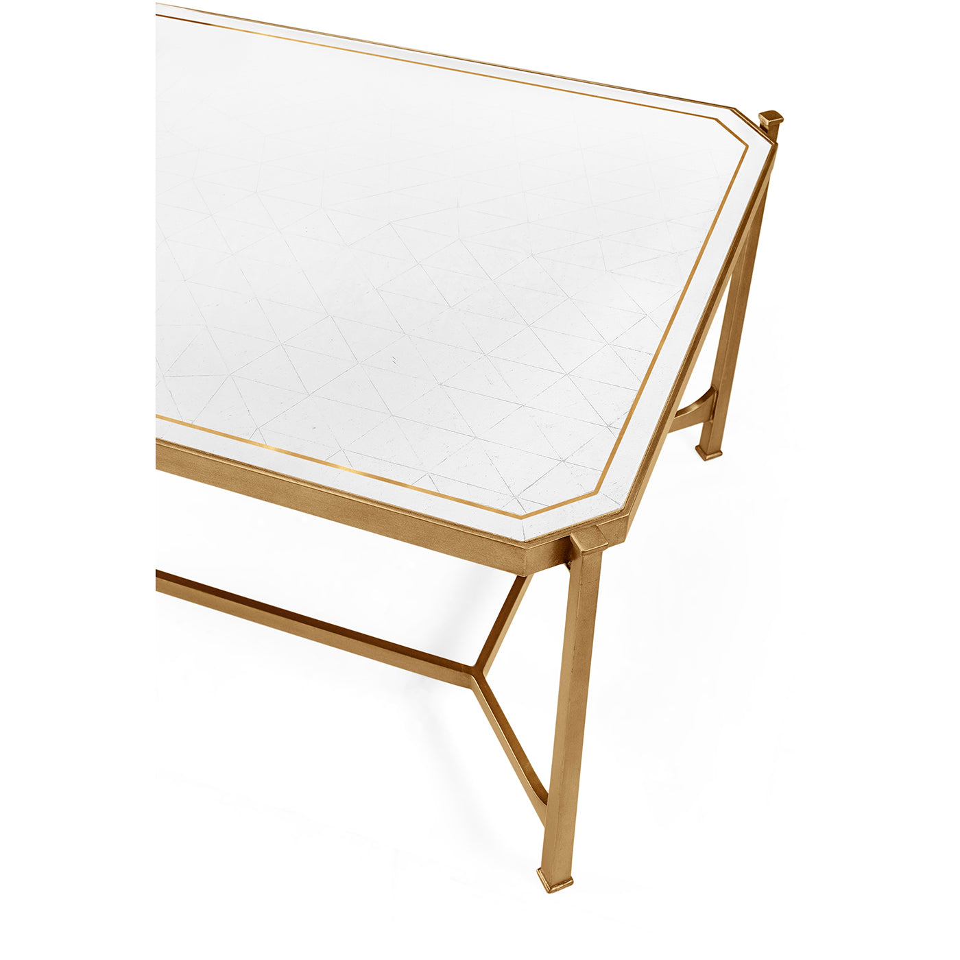 Églomisé & Gilded Iron Rectangular Coffee Table