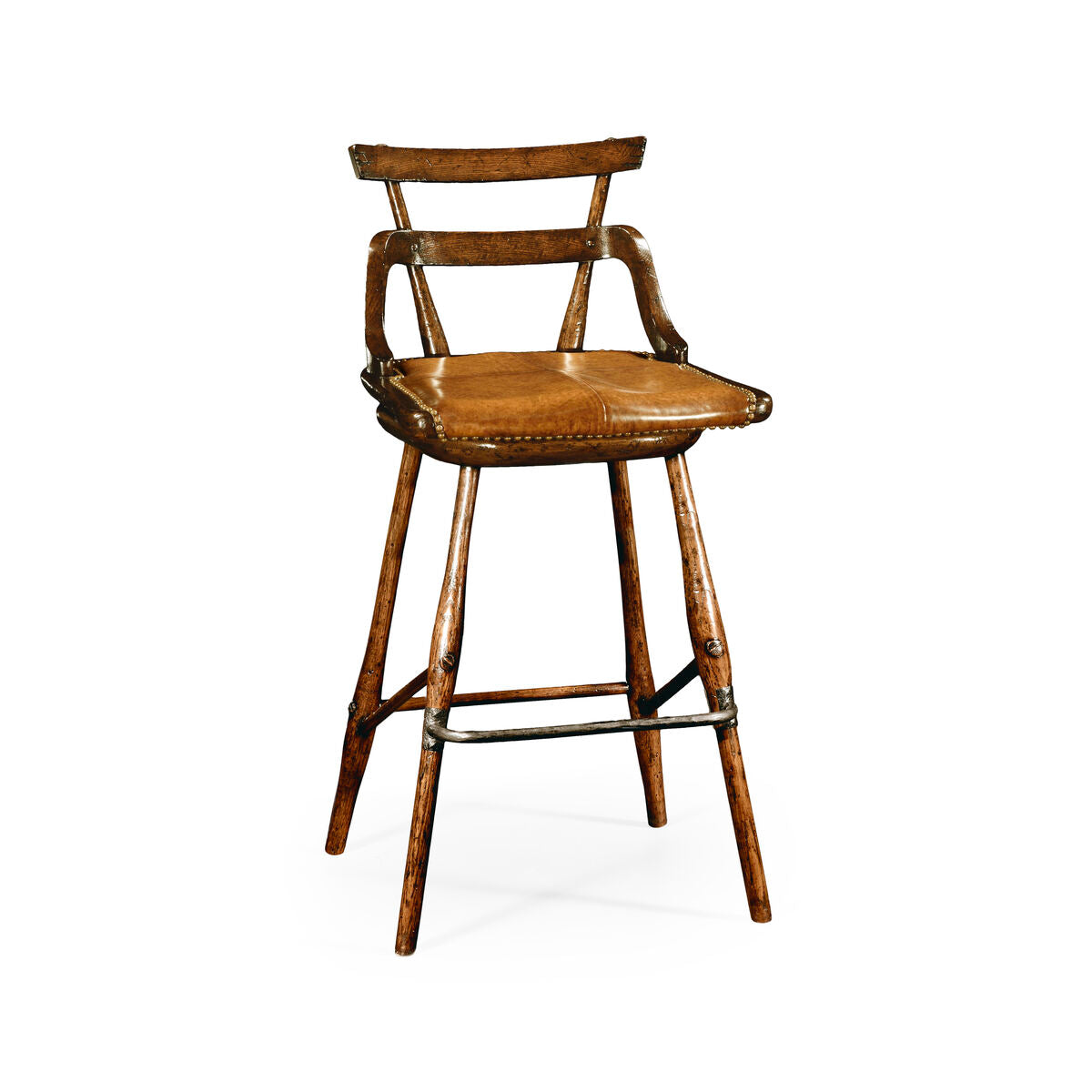 Dark Oak Side Bar Stool w. Leather Seat ( 494315-SC-TDO )