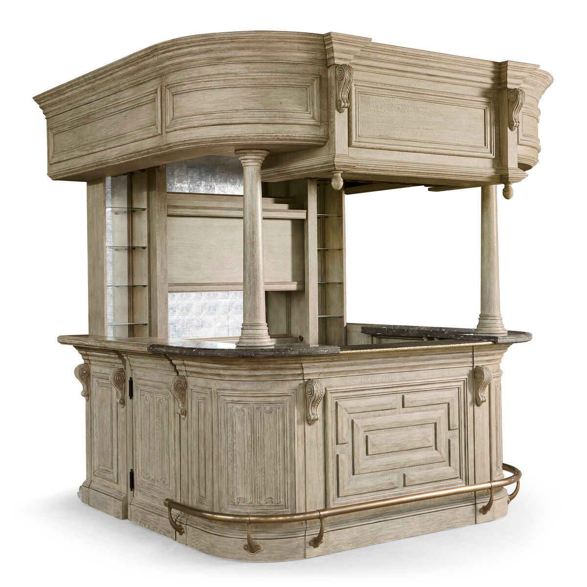Complete Linenfold Grey Oak Home Bar ( 494564-SET-GYO )