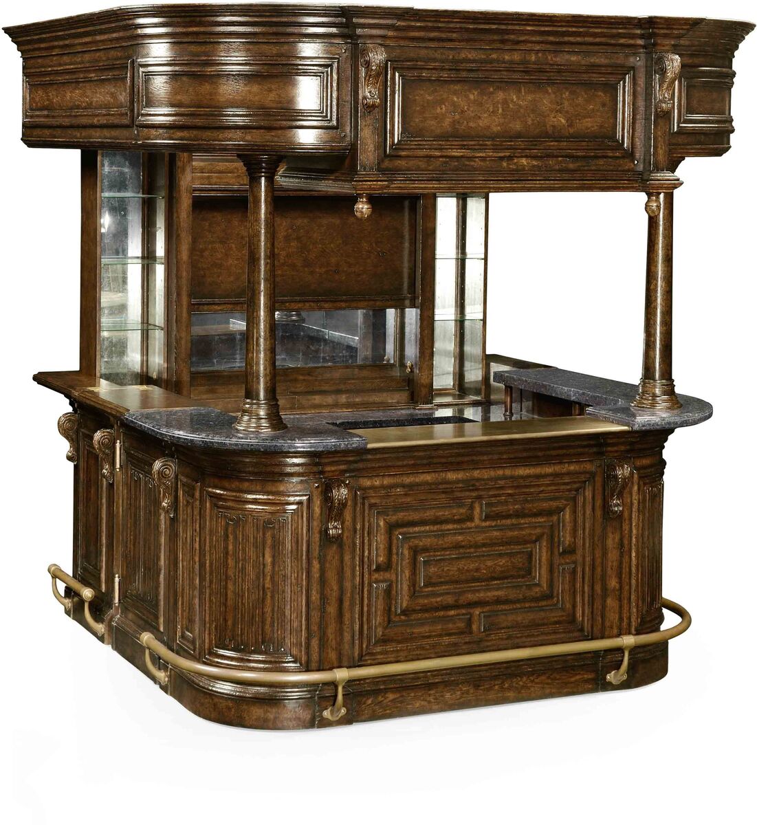 Complete Linenfold Dark Oak Home Bar ( 494564-SET-TDO )