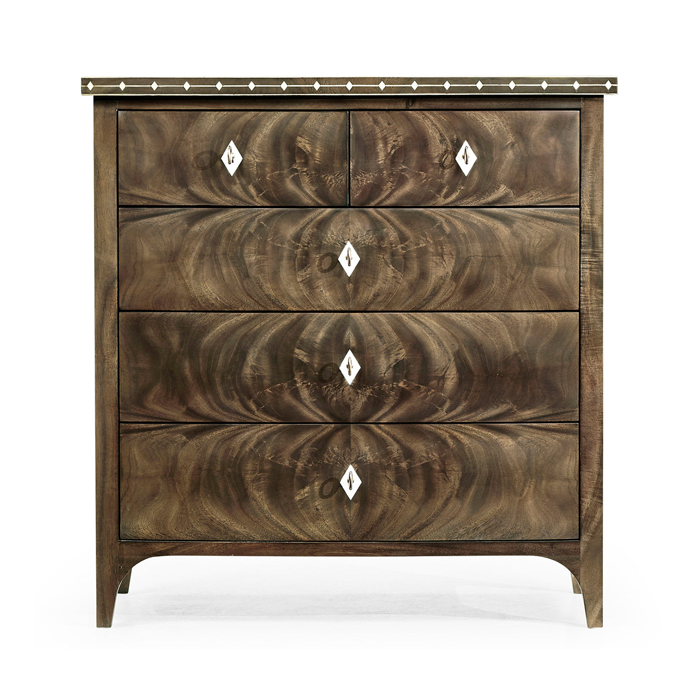 Small Bleached Mahogany Chest of Drawers with Bone Inlay