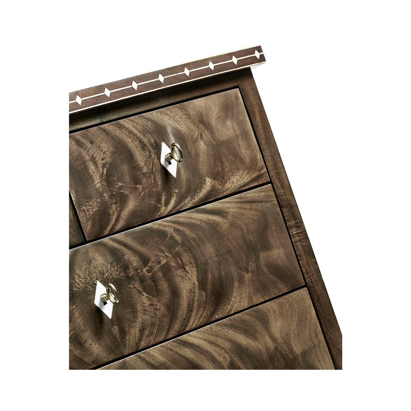Small Bleached Mahogany Chest of Drawers with Bone Inlay