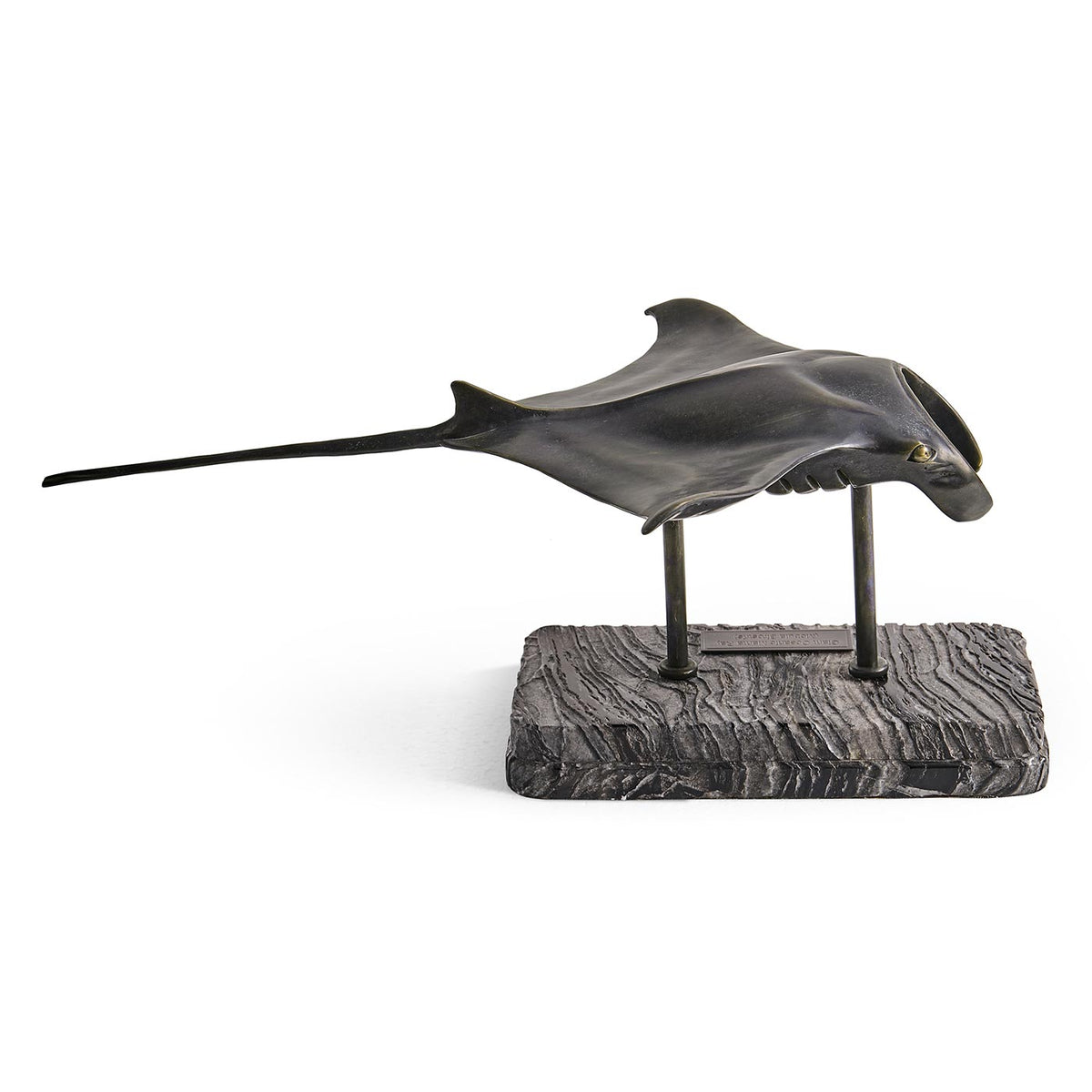 Manta Ray Bronze Statue with Marble Base