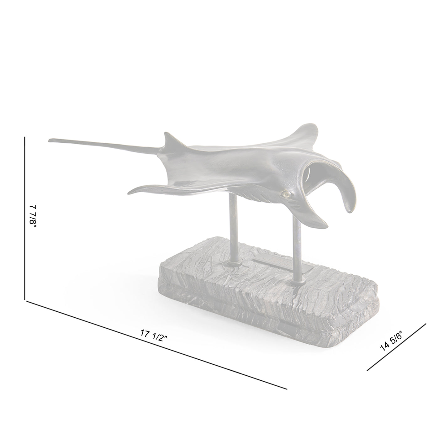 Manta Ray Bronze Statue with Marble Base