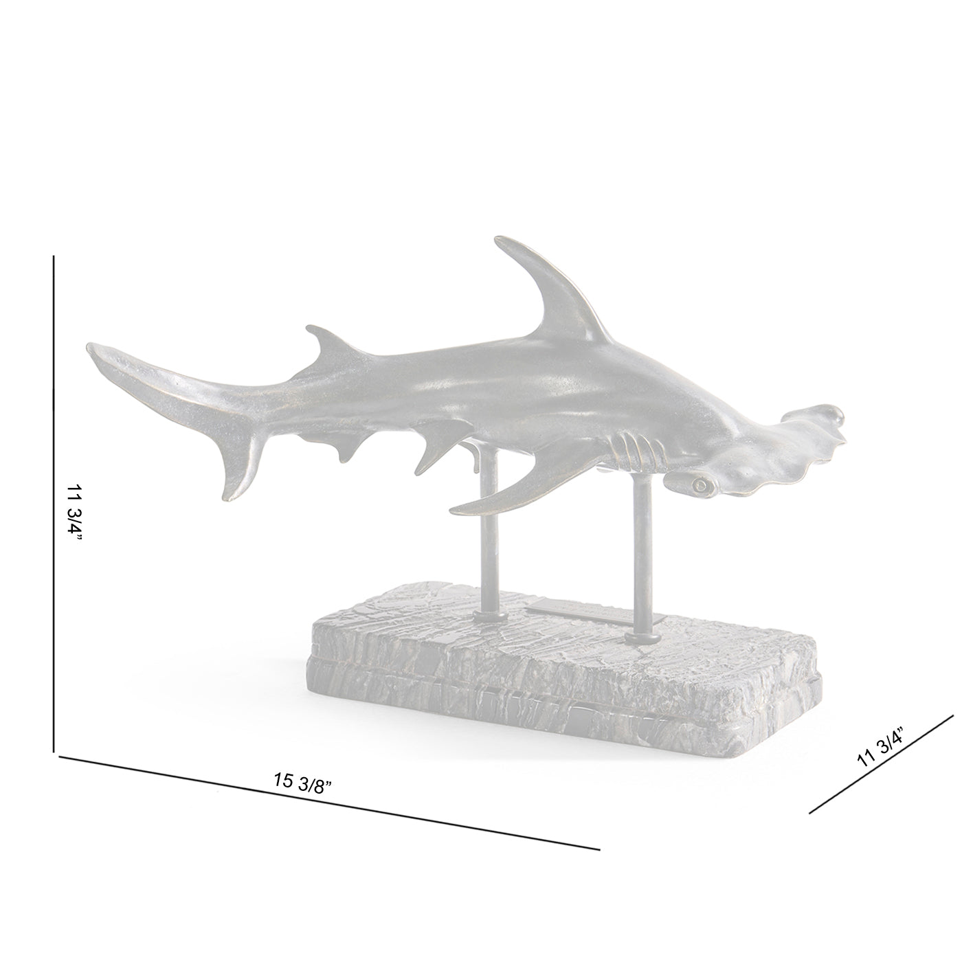 Arc Hammerhead Shark Bronze Statue with Marble Base