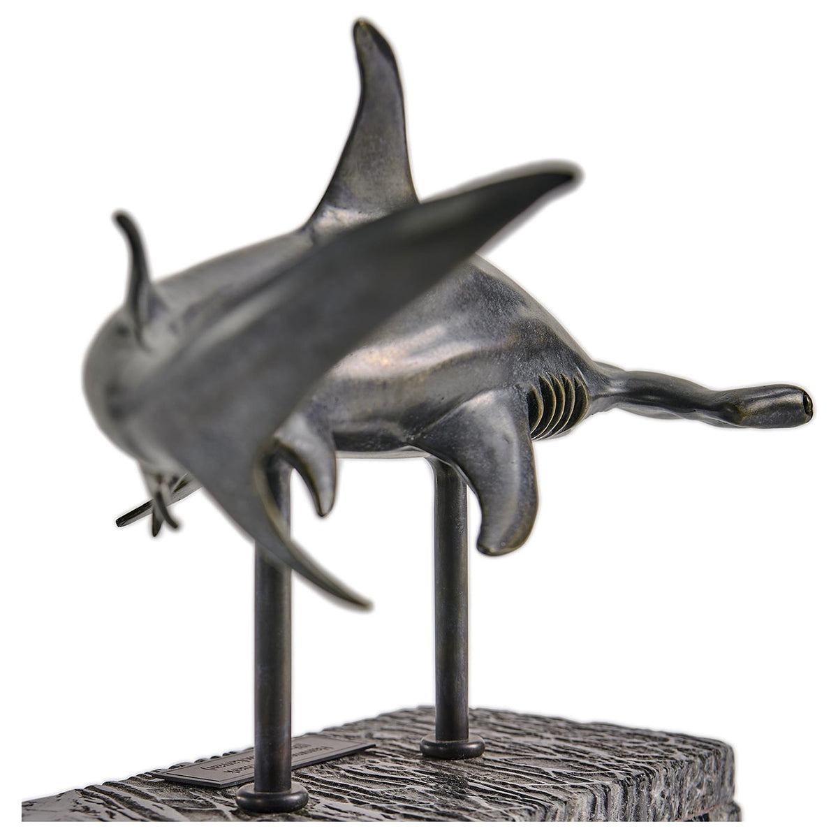 Arc Hammerhead Shark Bronze Statue with Marble Base