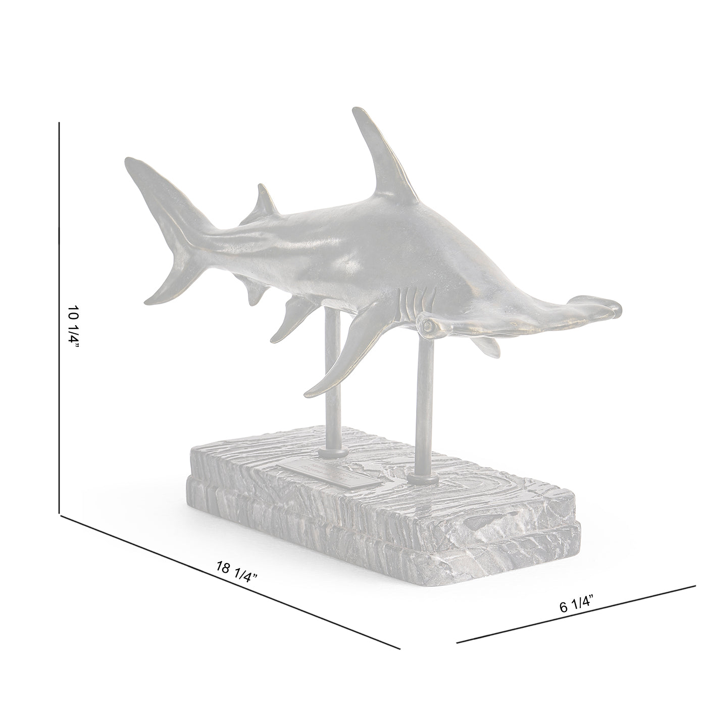 Glide Hammerhead Shark Bronze Statue with Marble Base