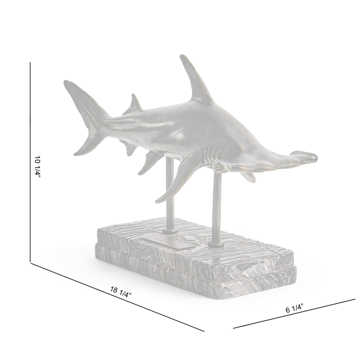 Glide Hammerhead Shark Bronze Statue with Marble Base