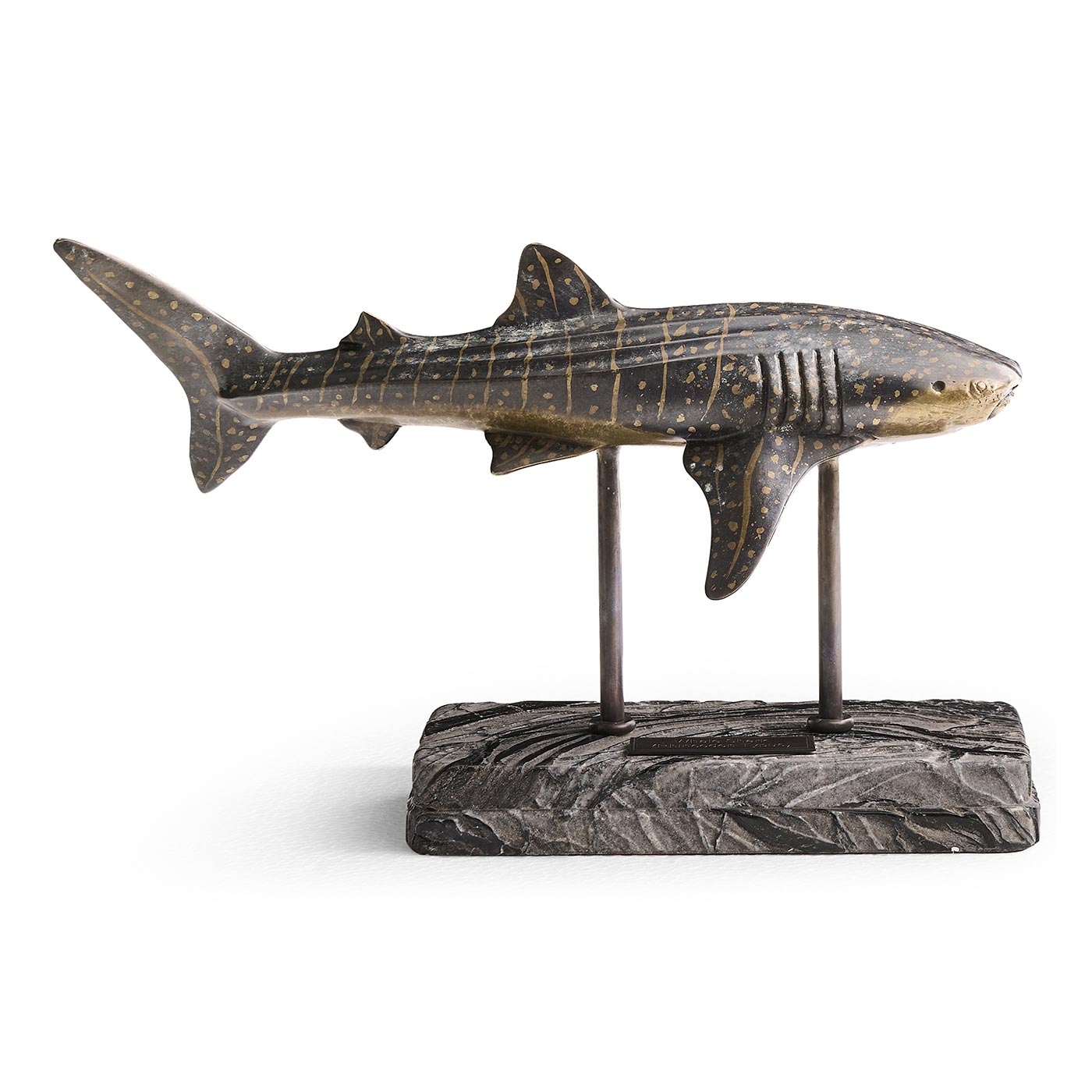 Whale Shark Bronze Statue with Marble Base
