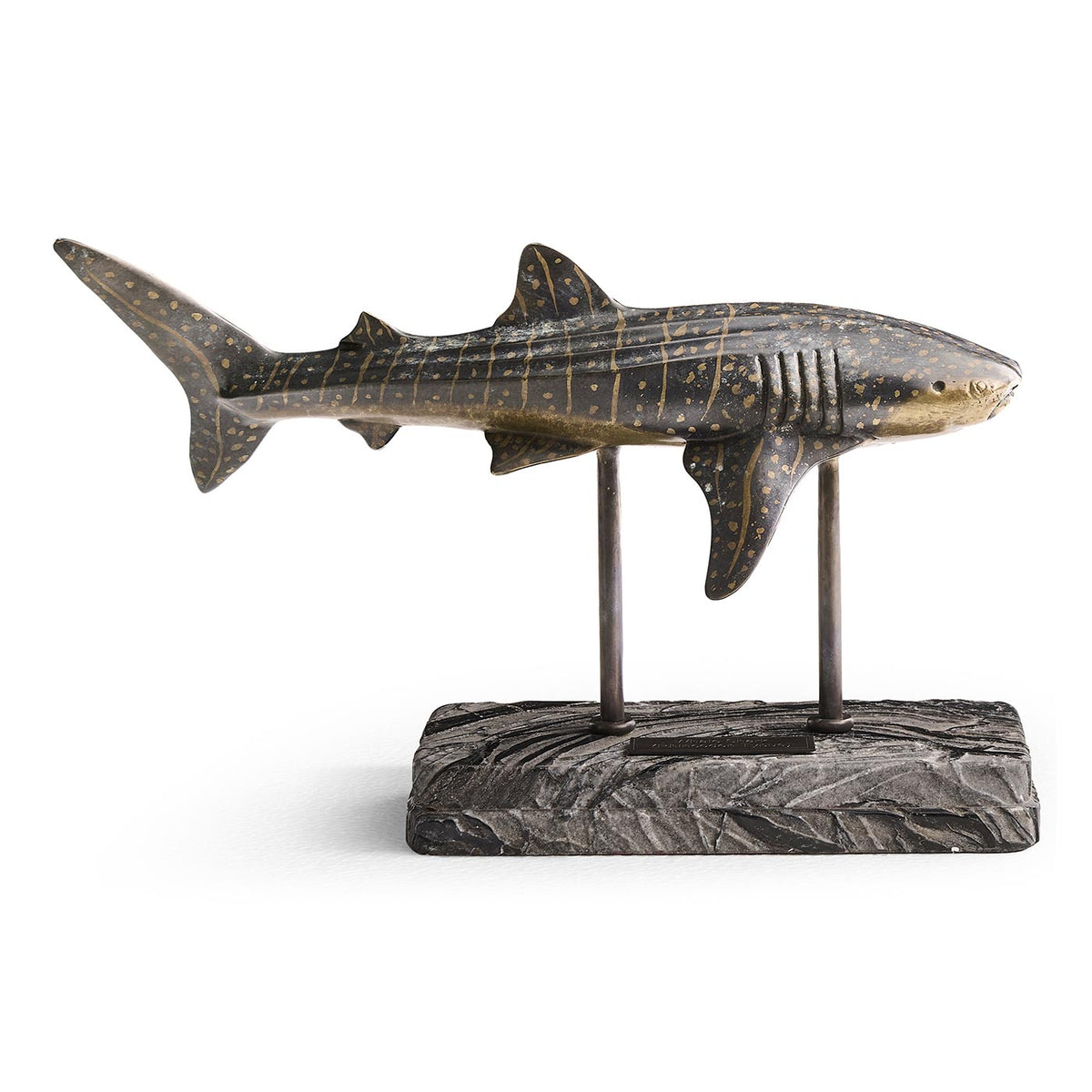 Whale Shark Bronze Statue with Marble Base