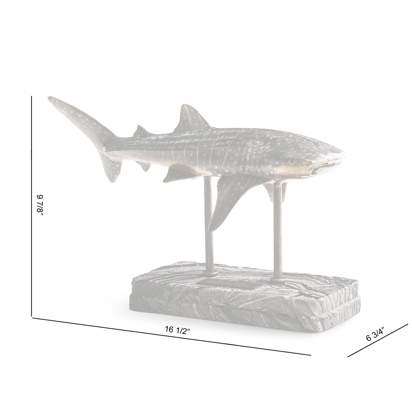 Whale Shark Bronze Statue with Marble Base