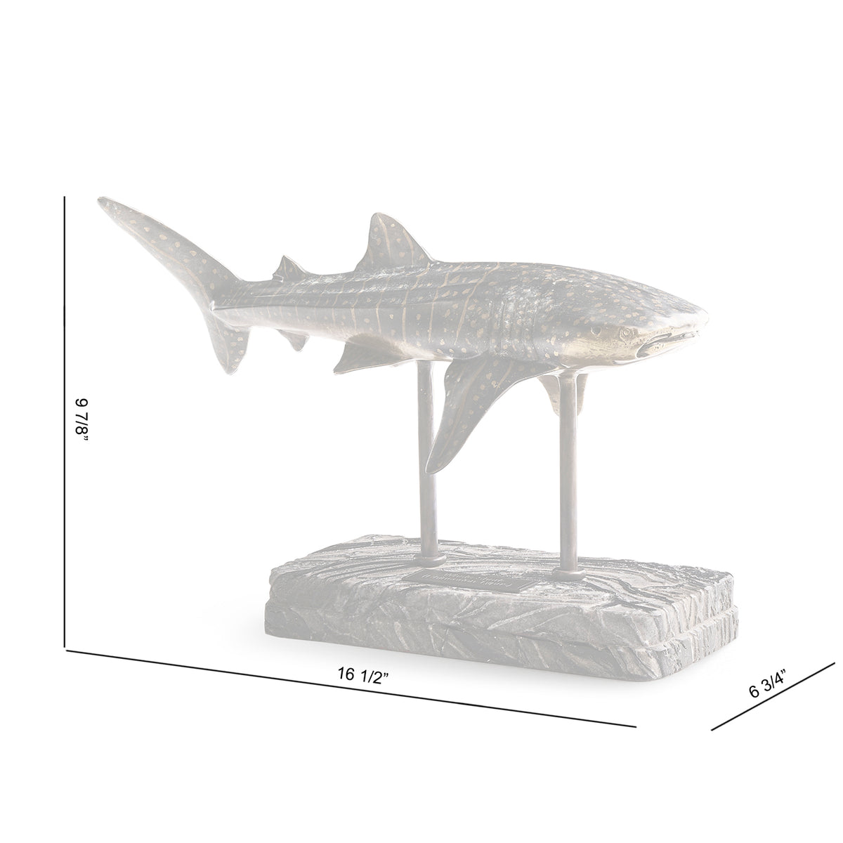 Whale Shark Bronze Statue with Marble Base