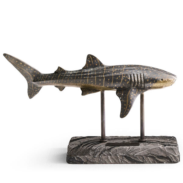 Whale Shark Bronze Statue with Marble Base