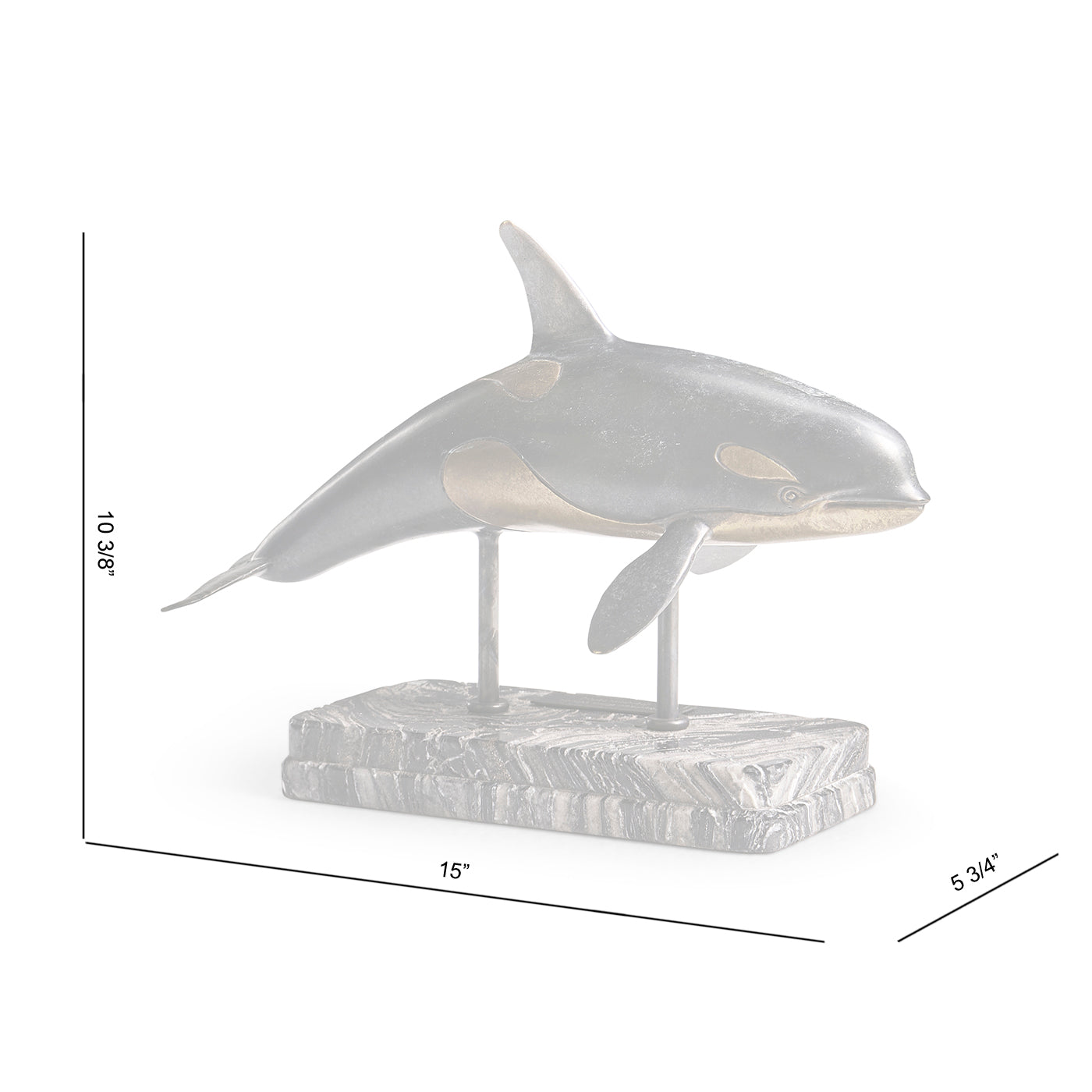 Killer Whale Bronze Statue with Marble Base