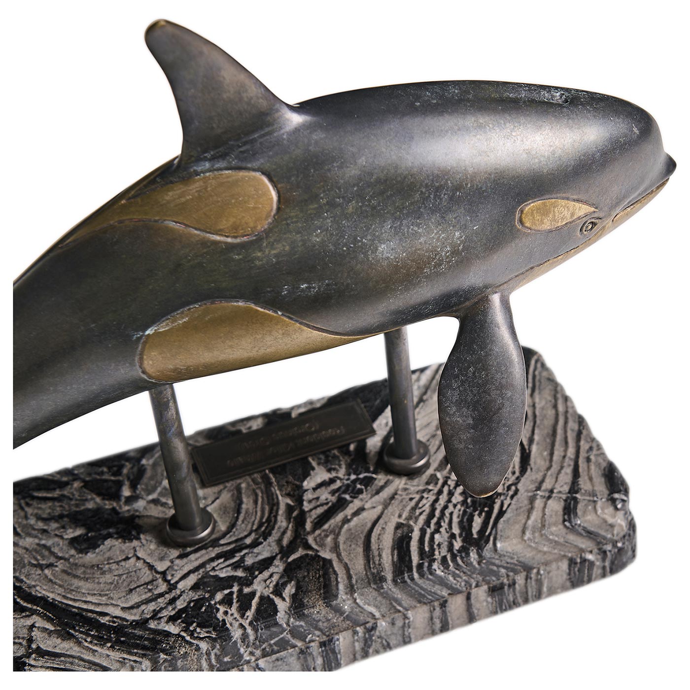 Killer Whale Bronze Statue with Marble Base