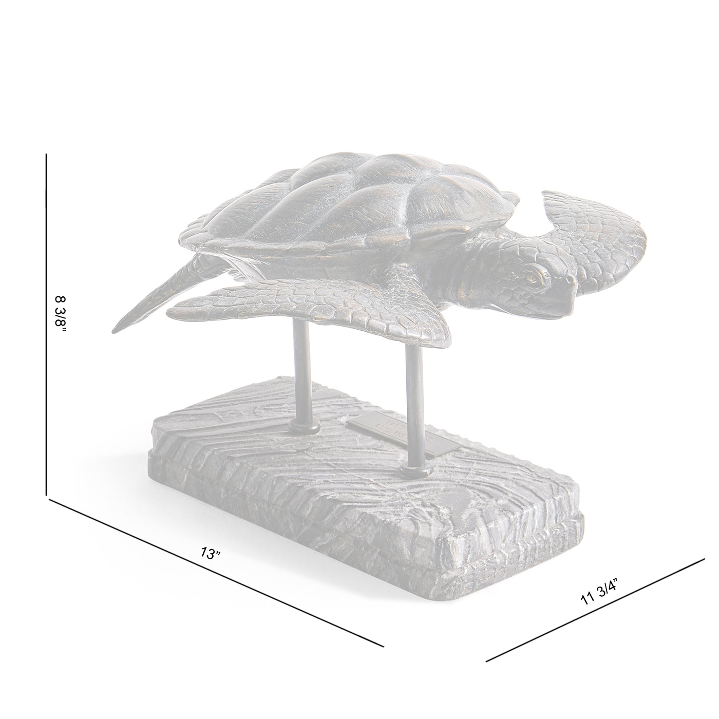 Sea Tortoise Bronze Statue with Marble Base