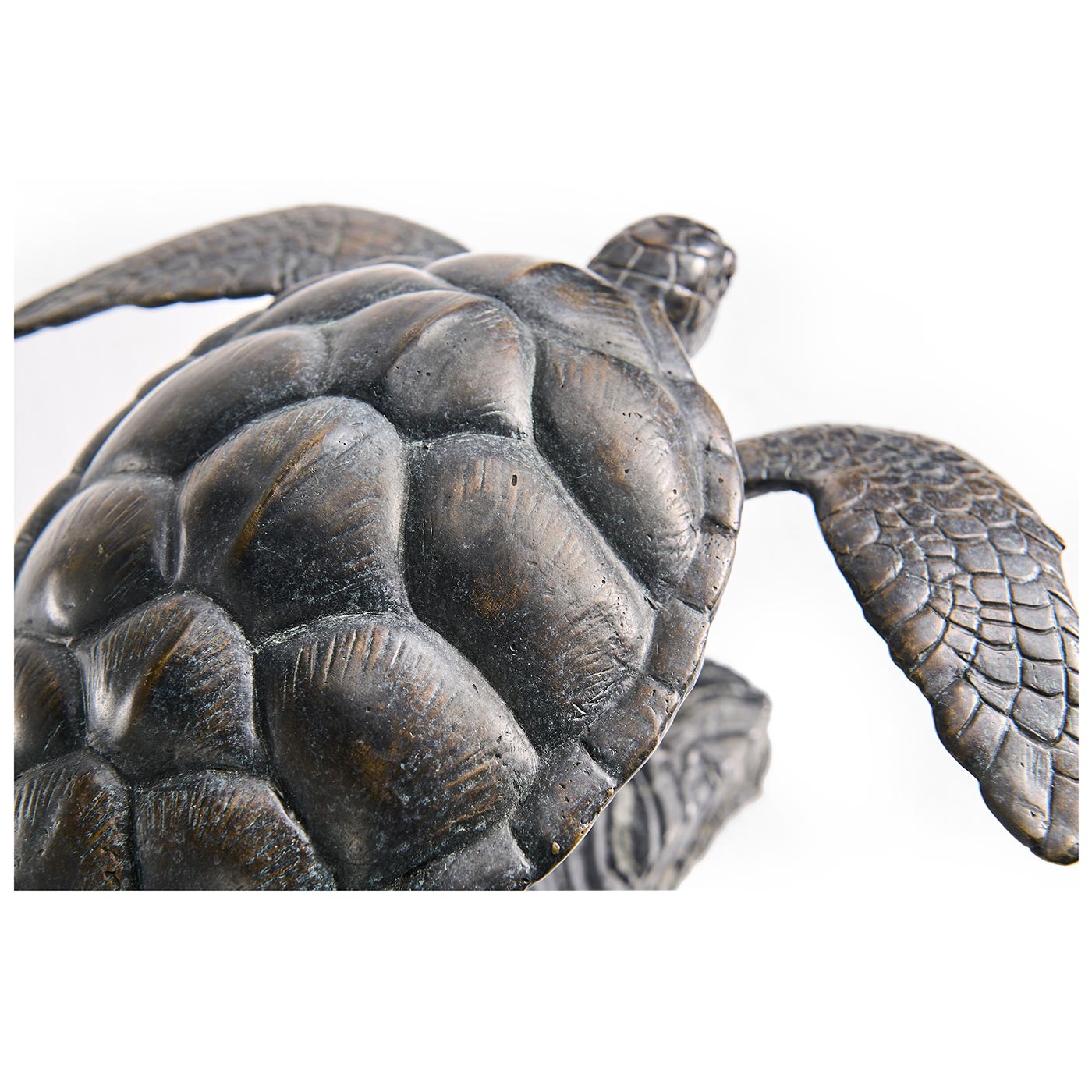 Sea Tortoise Bronze Statue with Marble Base