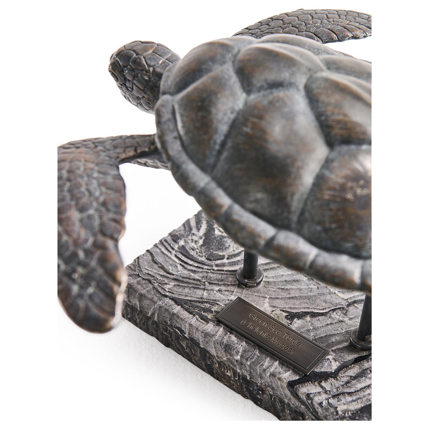 Sea Tortoise Bronze Statue with Marble Base