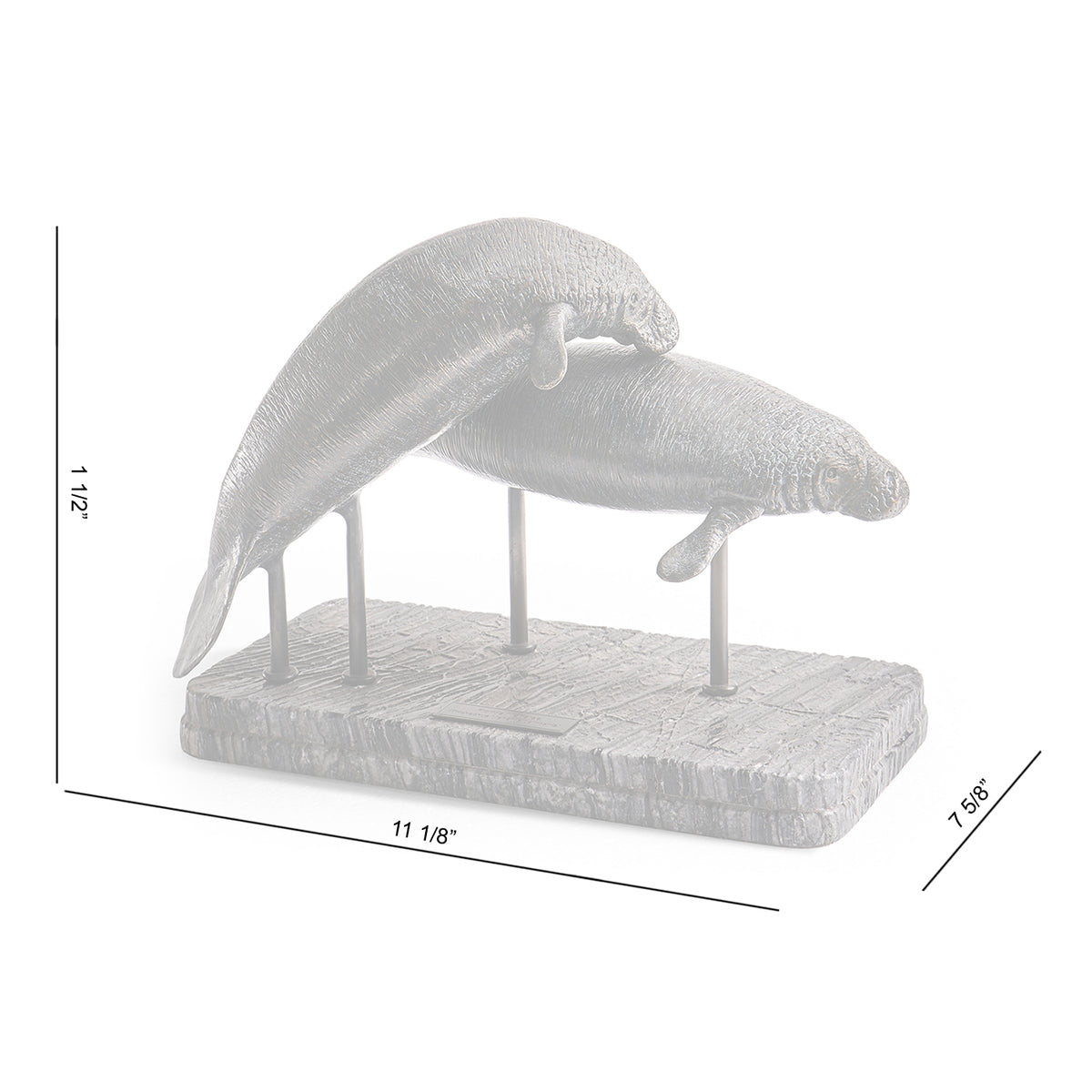 Raised Manatee Bronze Statue with Marble Base