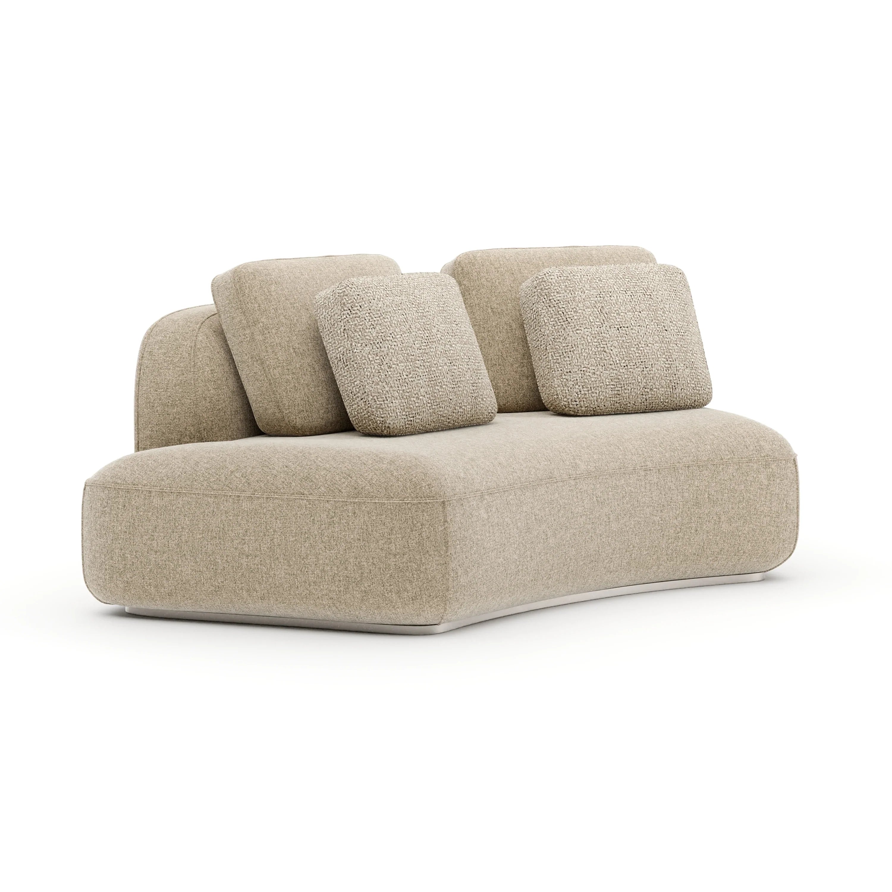 Sasso Laf Curved Armless Loveseat - Oatm