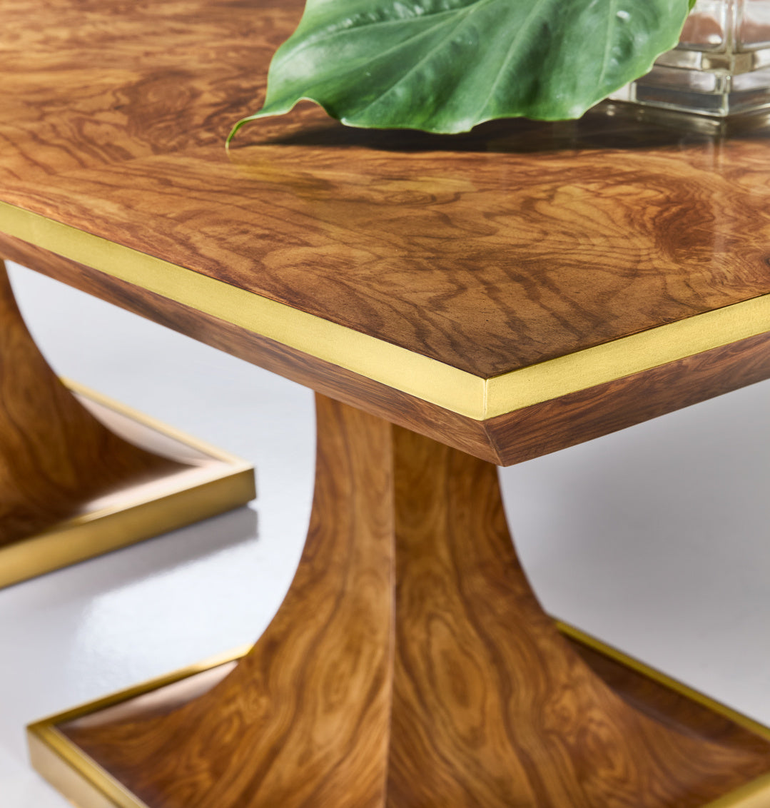 Modern History Burl Oak Double Pedestal Dining Table MH1198F01