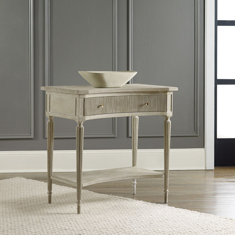 Ribbed Bedside Table-Antique Grey