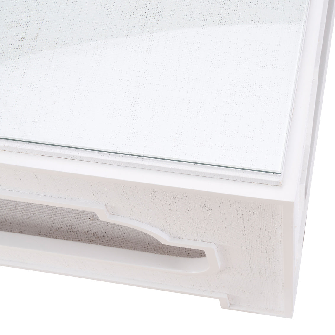 Yangon Coffee Table - White in White/Clear / Raffia - Chelsea House