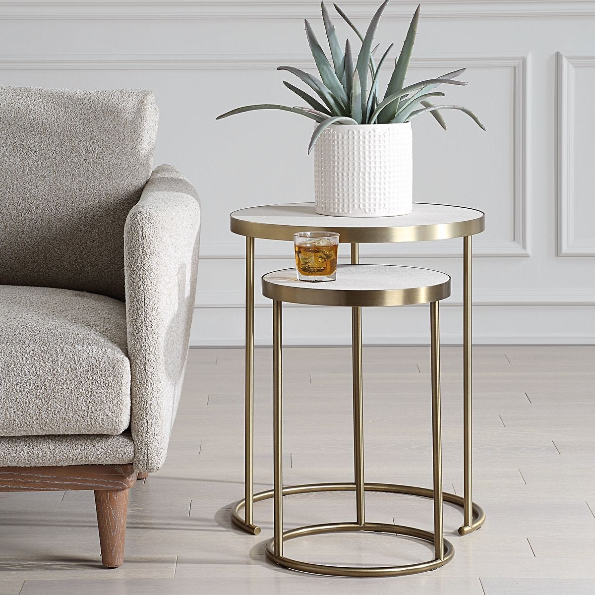 Aragon Nesting Tables, S/2, White – Furniture by Uttermost | Sutter & Vale
