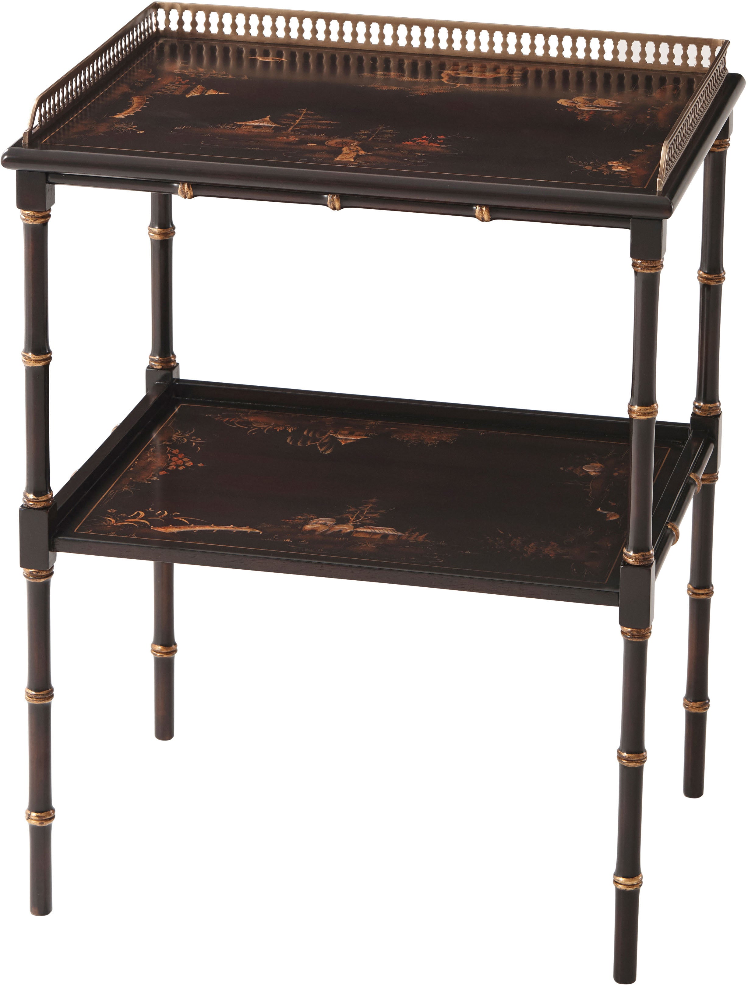 Spectator's Gallery Accent Table in Imbuya Burl Veneer, Parawood - Theodore Alexander