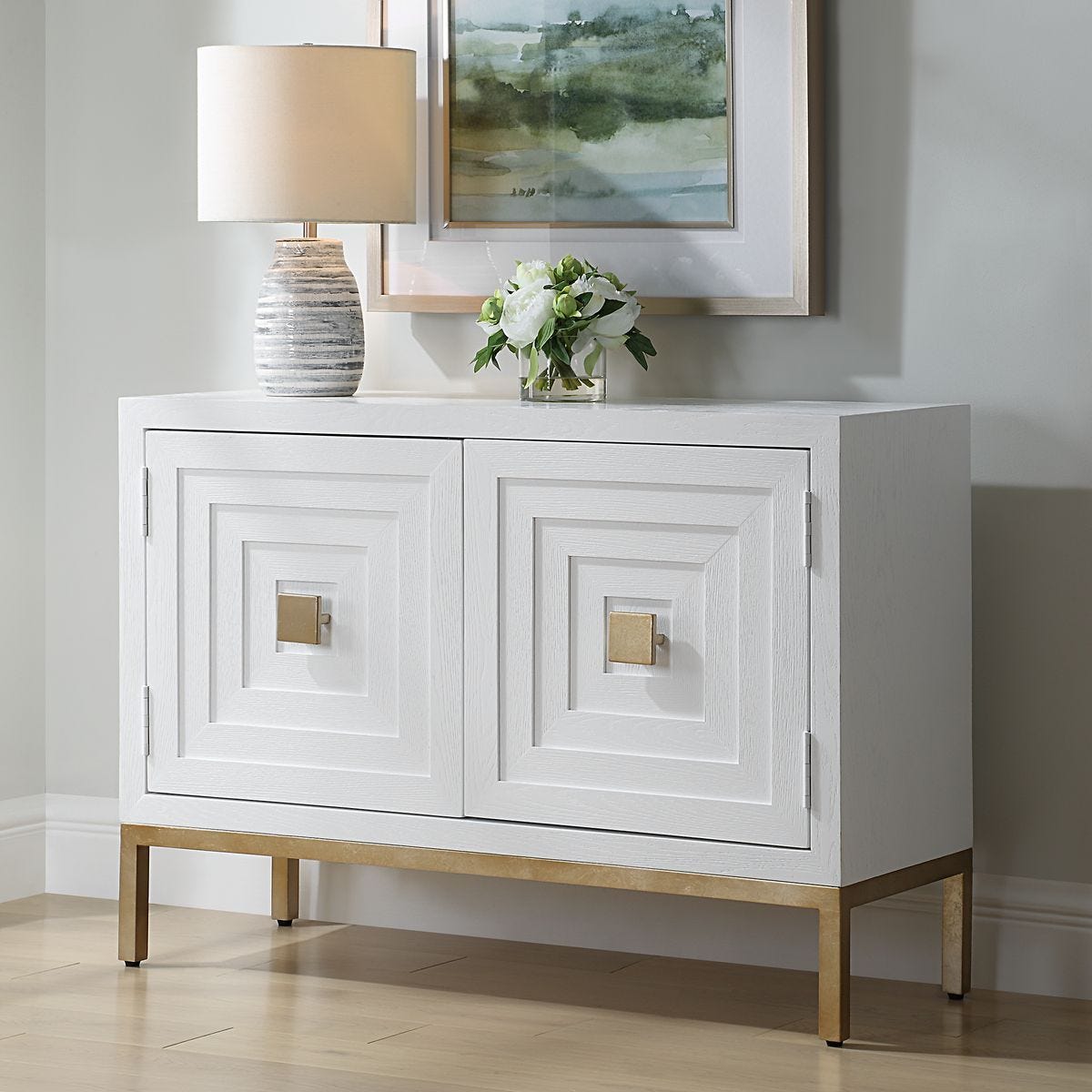 Aiken 2 Door Cabinet, White – Furniture by Uttermost | Sutter & Vale